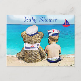 Postal Lil' Sailor y Teddy Bear Baby Shower invitan