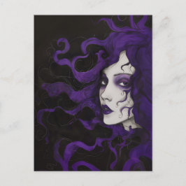 Postal Lila Art Nouveau Gótico Mujer Morado Negro