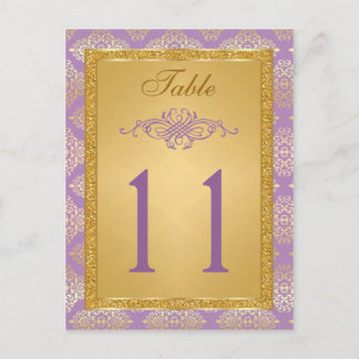 Postal Lilac, FAUX Purpurina Damask Número de tabla posta