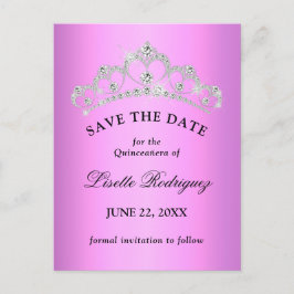 Postal Lilac Morado Quinceanera Save The Date