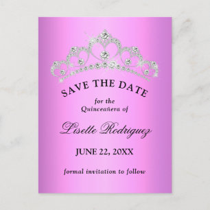 Postal Lilac Púrpura Quinceañera Salva La Fecha