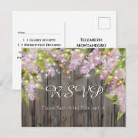 Lilacs acuarela con Wood & Lights Wedding RSVP