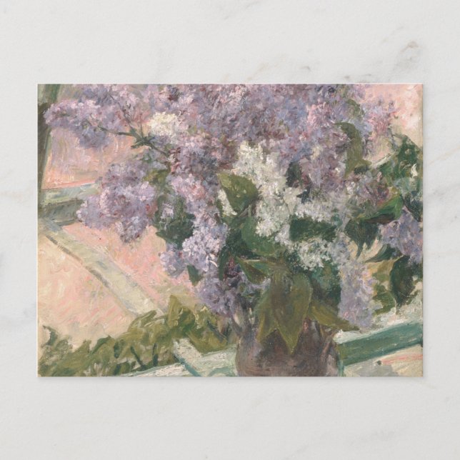 Postal Lilacs en la ventana por Mary Cassatt American Pai (Anverso)