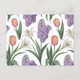 Postal Lilacs Tulips Lilies Postcard