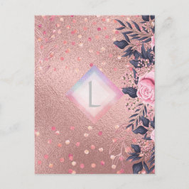 Postal Lilibet Monograma Floral en Rosado apto para una P
