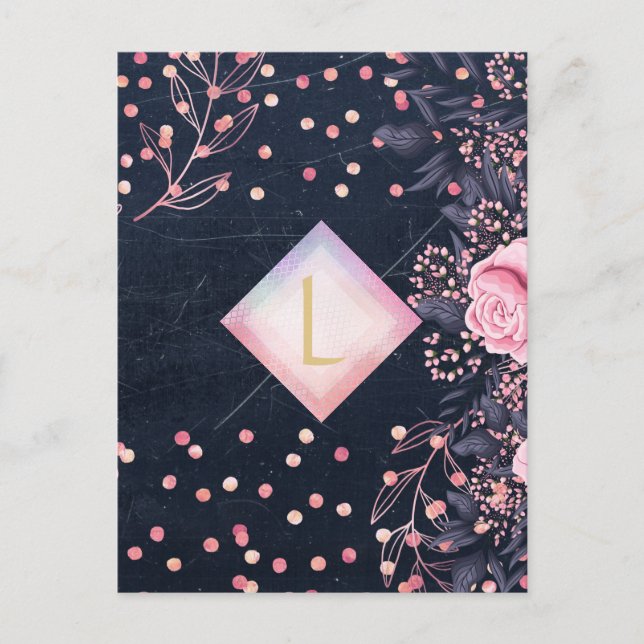 Postal Lilibet Monograma Navy Rosegold Regalos Princesas  (Anverso)