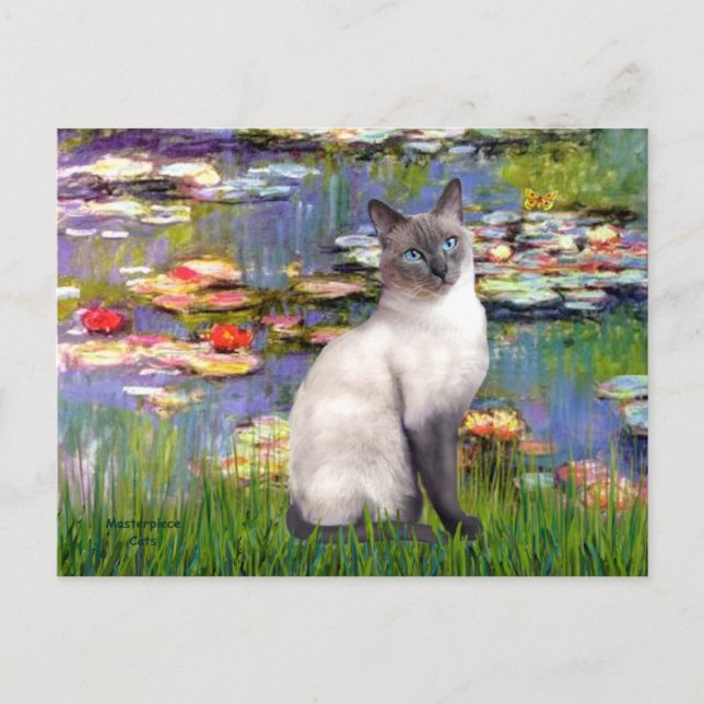 Postal Lilies 2 - gato siamés de punto azul (Anverso)
