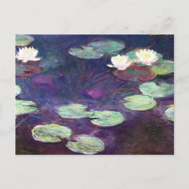 Postal Lilies de agua, rosa, 1897-99 Claude Monet fresco, (Anverso)