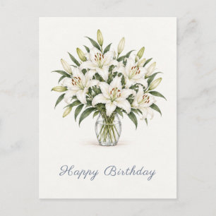 Postal Lilios Blancos Feliz Cumpleaños