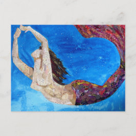 Postal Lilith - arte del collage de la sirena