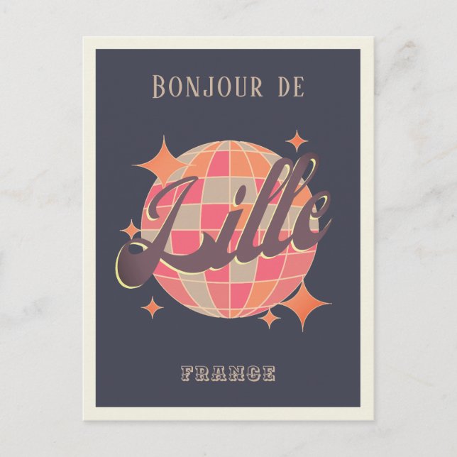 Postal Lille France bonjour retro vintage (Anverso)