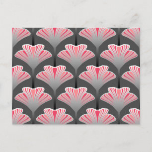 Postal Lily Art Deco, gris y rosa coral