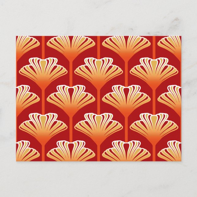 Postal Lily Art Deco, Naranja Tangerine y Oro (Anverso)