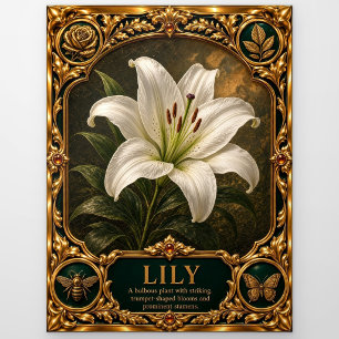 Postal Lily, Arte de Herencia Adornada con Joyas
