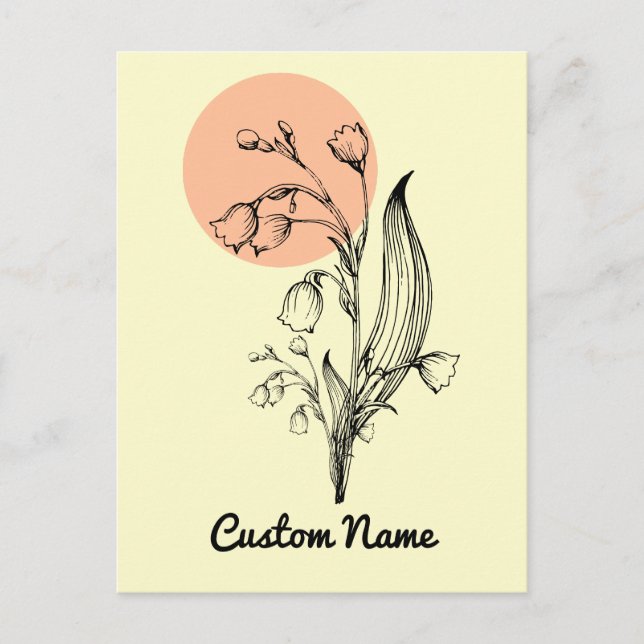 Postal Lily de Mayo Flor del Mes de Cumpleaños Minimalist (Anverso)