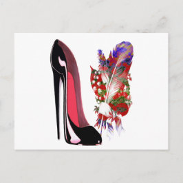 Postal Lily del Valle Bouquet y Black Stiletto Shoe