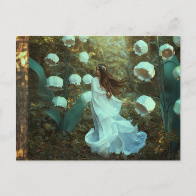 Postal Lily del Valle Fantasía de Hadas Bosque  (Anverso)