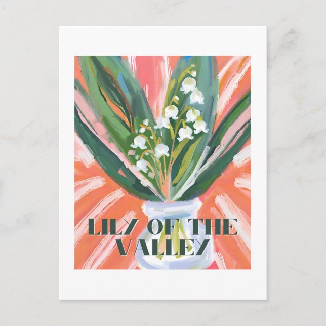 Postal Lily del Valle May Birth Month Flower Elegant (Anverso)