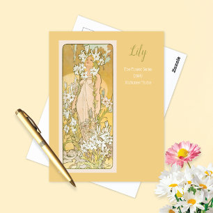 Postal Lily Flower Series Alphonse Mucha
