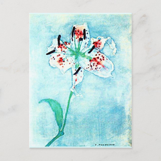 Postal Lily, hermosa pintura de Piet Mondrian (Anverso)