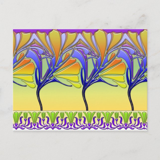 POSTAL LILY NOUVEAU: VIDRIO DE PRIMAVERA LUMINOSA (Anverso)