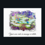 Postal *|* Lily Pads Monet Pond AR23 Texto personalizado<br><div class="desc">TARJETA POSTCARD POST - Audaz Monet clásico alterado digitalmente rodeado por un MARCO o borde blanco abstracto. Personalizar / Personaliza con tu propio texto. Los colores han sido alterados por la mejora digital. Elegante Femenino Romántico Ephemera Floral Pintura Artista Único Creativo Moderno y Romántico Vintage Old (BUSCAR AR23 para diseños...</div>