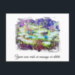Postal *|* Lily Pads Monet Pond AR23 Texto personalizado<br><div class="desc">TARJETA POSTCARD POST - Audaz Monet clásico alterado digitalmente rodeado por un MARCO o borde blanco abstracto. Personalizar / Personaliza con tu propio texto. Los colores han sido alterados por la mejora digital. Elegante Femenino Romántico Ephemera Floral Pintura Artista Único Creativo Moderno y Romántico Vintage Old (BUSCAR AR23 para diseños...</div>