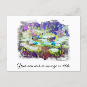 Postal ** Lily Pads Monet Pond AR23 Texto personalizado