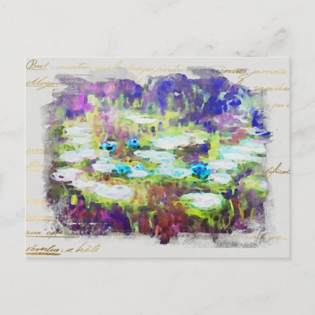 Postal ** Lily Pads - Monet Pond Gold HandWritings AR AR2 (Anverso)