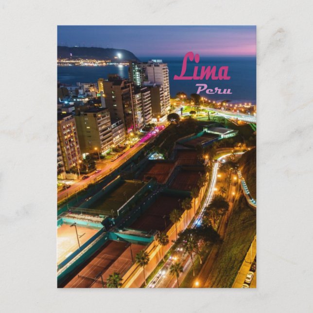 Postal Lima Capital Perú Ciudad del Pacífico Noche de Luz (Anverso)