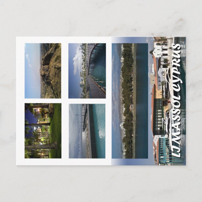 Postal Limassol cyprus postcard ciudad noche urbana moder (Anverso)