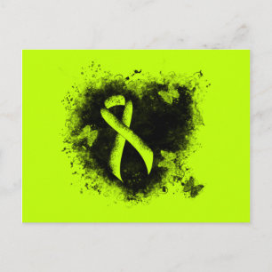Postal Lime Green Awareness Ribbon Grunge Heart