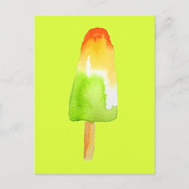Postal Lime naranja popsicle Arte pop de verano de bloque (Anverso)