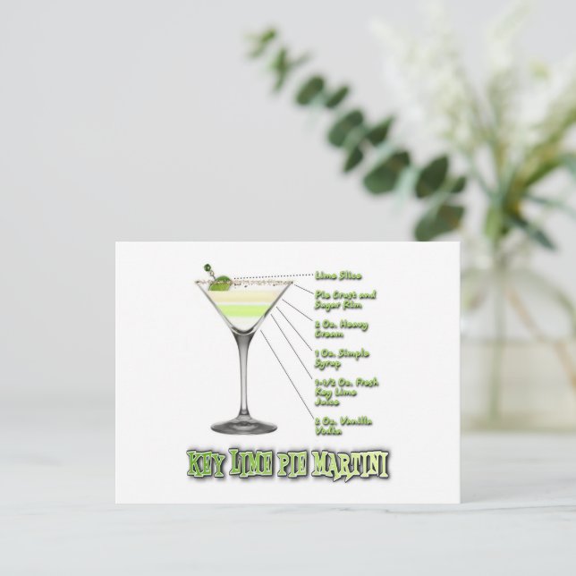 Postal Lime Pie Martini Cocktail Recipe Art (Anverso de pie)