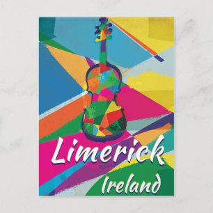 Postal Limerick Ireland Vintage Travel poster