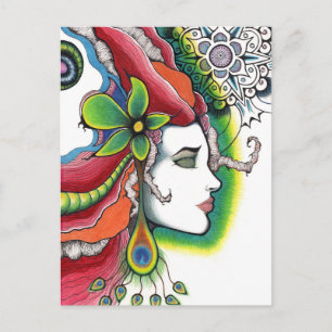 Postal Limitar el retrato de arte moderno