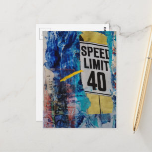 Postal Límite de velocidad es collage de medios mixtos 40