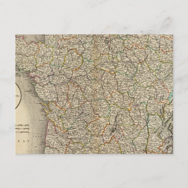 Postal Límites del Departamento de Francia (Anverso)