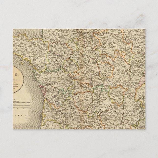 Postal Límites provinciales de Francia (Anverso)