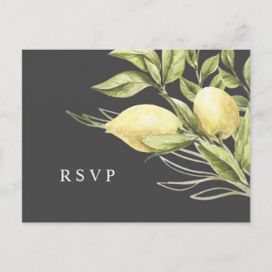 Postal Limón y hojas Boda gris RSVP