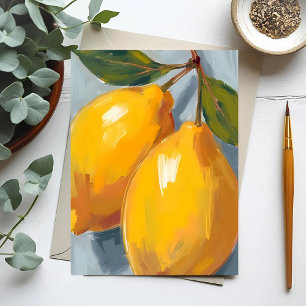 Postal Limones Amarillos Acuarela De Cítricos