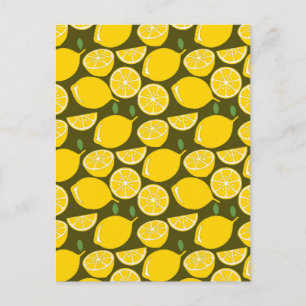 Postal Limones Amarillos y Patrón Verde Oliva: Citrus Mod