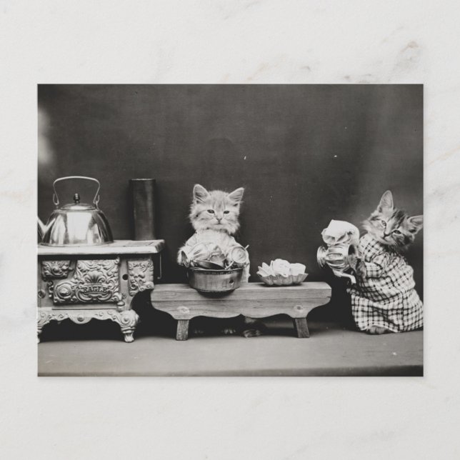 Postal Limpiando la tetera (Anverso)