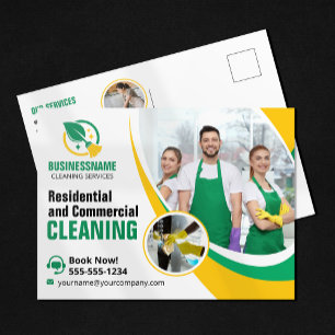 Postal Limpieza de Casa Verde Amarilla Ama de Casa 