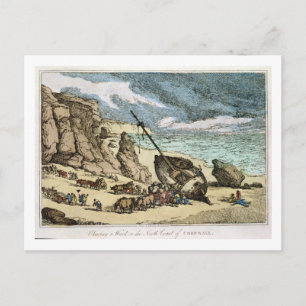 Postal Limpieza de restos en la costa norte de Cornwall,
