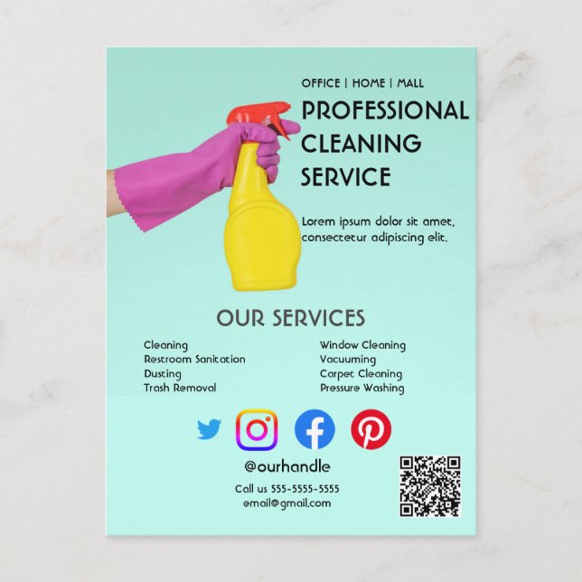 Postal limpieza verde poster de fotos con pestañas desgar (Anverso)