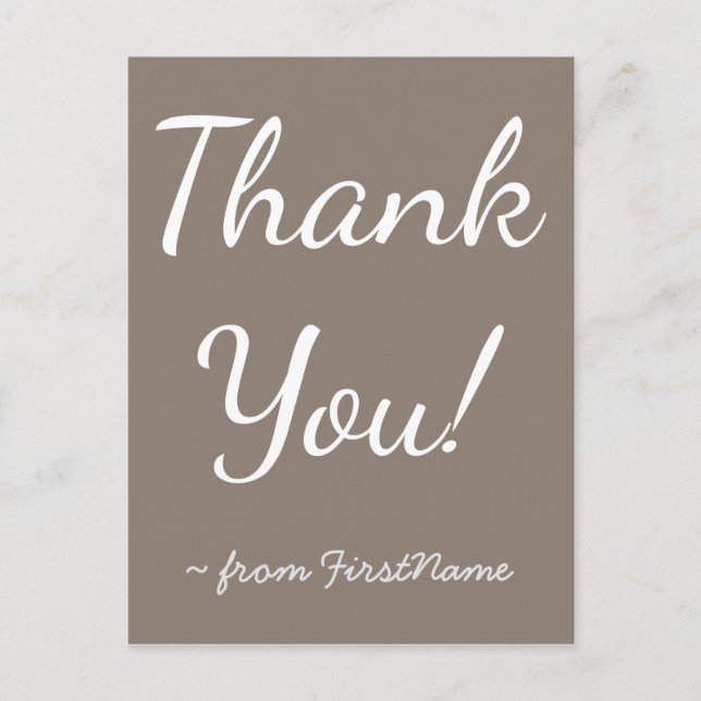 Postal Limpio, elegante "¡Gracias!" Gracias Postcard (Anverso)