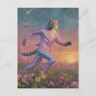 Postal Lince en un traje rosa brillante