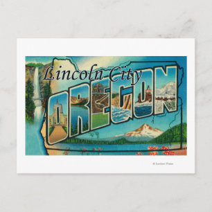 Postal Lincoln City, Oregón - Escenas de letras grandes