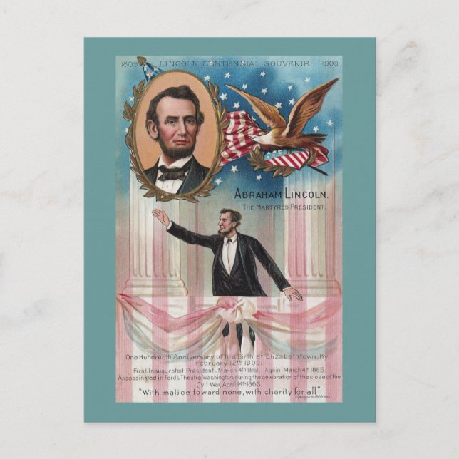 Postal Lincoln dando su discurso inaugural (Anverso)